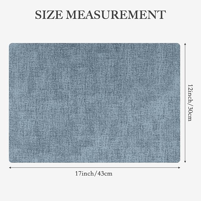 Faux Leather Heat Resistant Placemats Set of 8 – Waterproof Oilproof Wipeable Dining PU Vinyl Place Mat Easy Clean Table Mats for Kitchen/Dining/Party/Holiday, Blue