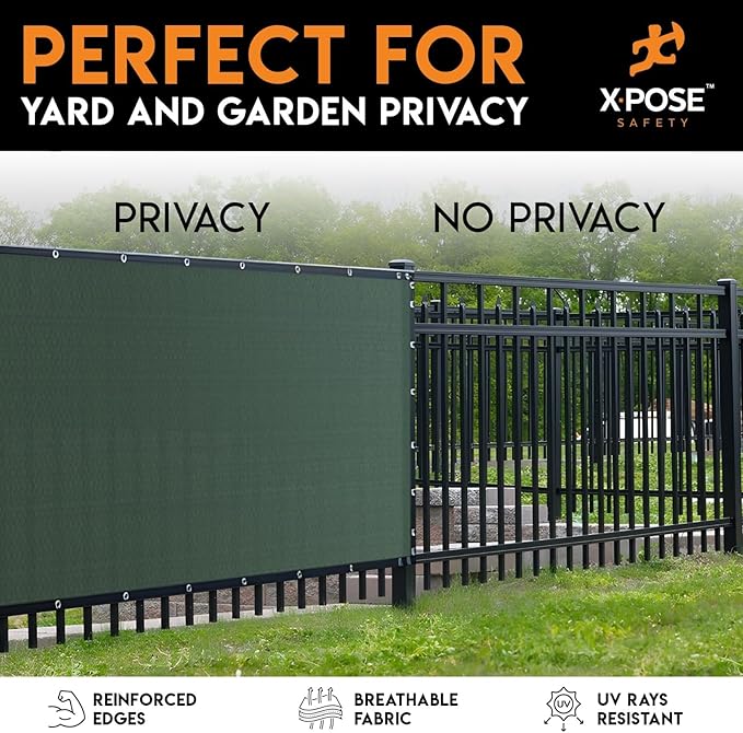 Xpose Safety Privacy Fence Screen 4’ x 50’ – Heavy Duty Green Mesh with 90% Visibility Block, UV Protection – for Garden, Yard, Nursery, Kennel, Dog Run, Greenhouse