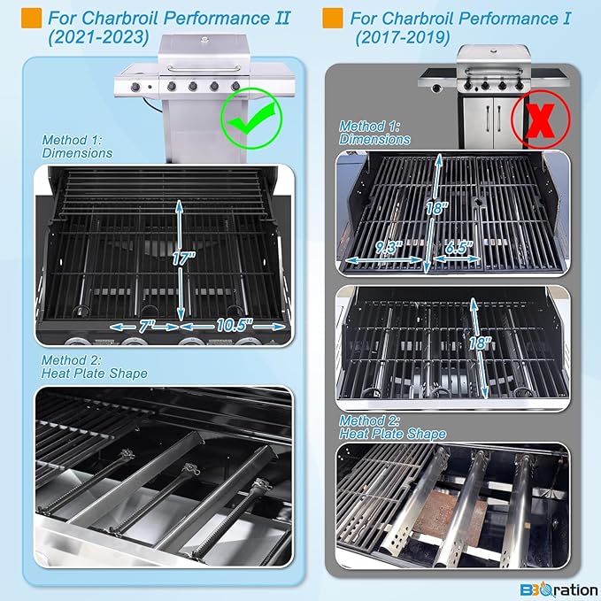 Grill Parts for Charbroil Performance 4-Burner 463352521 463354021 463365021 463365522 463366022, 17 inch Cooking Grate, Burner and Heat Plate for Charbroil Grill Replacement Parts 463351221
