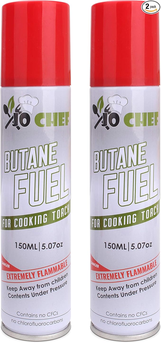 Jo Chef Butane Fuel Refill, Lighter Butane Fuel Canister, Butane Gas Refill for Kitchen Torch, Lighter, Brûlée Kitchen Blow Torch