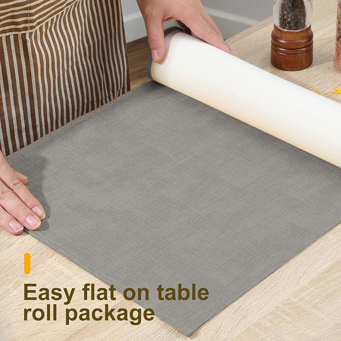 Wipeable Table Runner, Thick Farmhouse Dresser Runner, Rustic for Kitchen, Bedroom, Living Room, Indoor and Outdoor (72'', Grey)