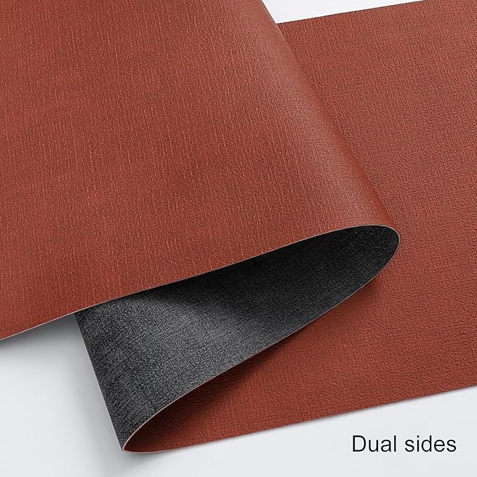 Table Runners 94 Inches Long, Dual-Sided Faux Leather Farmhouse Table Runner Waterproof Heatproof Non-Slip for Living Room Party Home Decor Holiday Decorations(Gray Terracotta, 12 x 94 Inch)