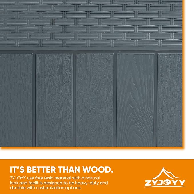 ZYJOYY 33 Gallon Resin Deck Box, Weatherproof Outdoor Storage Box for Patio, Garden, Pool, and Yard, Lockable Waterproof Bin for Tools, Cushions, and Accessories, Grey