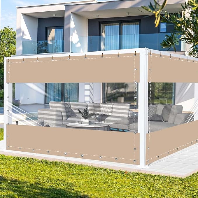 FoundGo 8'H x 7'W Vinyl Curtains for Patio 19oz, Outdoor Clear Vinyl Patio Enclosure,Heavy Duty Clear Tarp Waterproof PVC Tarps with Grommets for Pergola, Balcony,Porch,Gazebos，-4℉ Cold Resistant