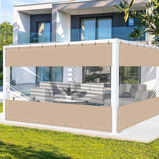 FoundGo 8'H x 10'W Vinyl Curtains for Patio 19oz, Outdoor Clear Vinyl Patio Enclosure,Heavy Duty Clear Tarp Waterproof PVC Tarps with Grommets for Pergola, Balcony,Porch,Gazebos，-4℉ Cold Resistant
