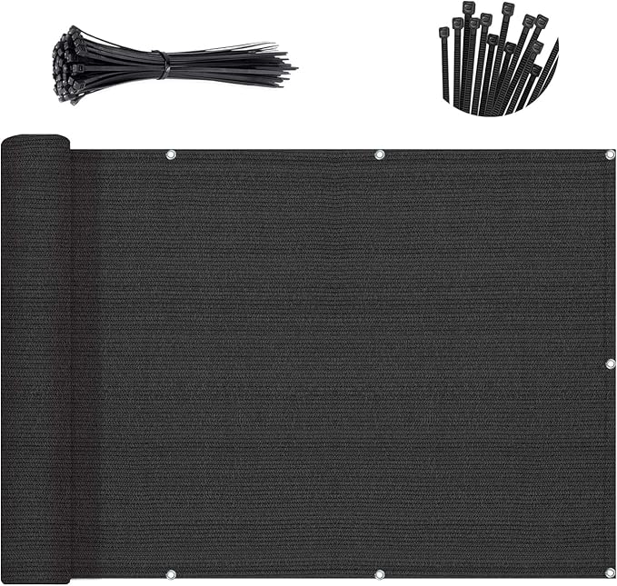 Sunny Guard Customized 2'6''x26' Black Balcony Privacy Screen,90% Shade Apartments Fence Cover,Heavy Duty Mesh Windscreen for Deck,Outdoor,Backyard,Patio