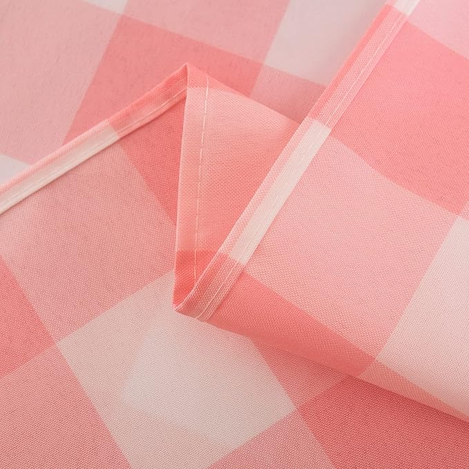 Cupuamon 2 Pack Waterproof Polyester Fabic Rectangle Checkered Tablecloth，60x84 Outdoor Table Cloth，Oil Stain Prevention Table Cloth for Pinics and Parties（Pink and White）