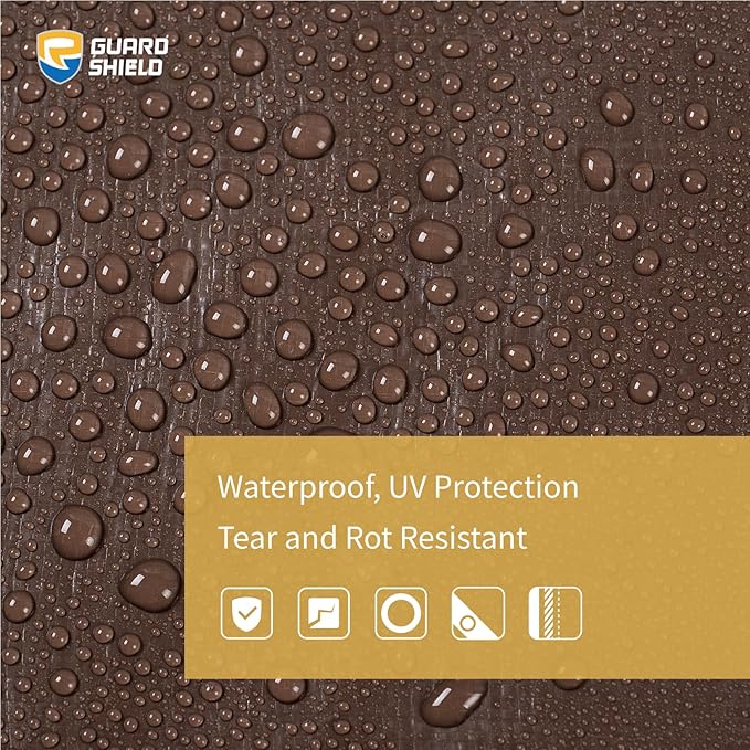 GUARD SHIELD Tarps Heavy Duty Waterproof 10x20 Feet Brown/Bright Silver Poly Tarp Cover Outdoor Thick UV Resistant Tarpaulin with Grommets 10mil