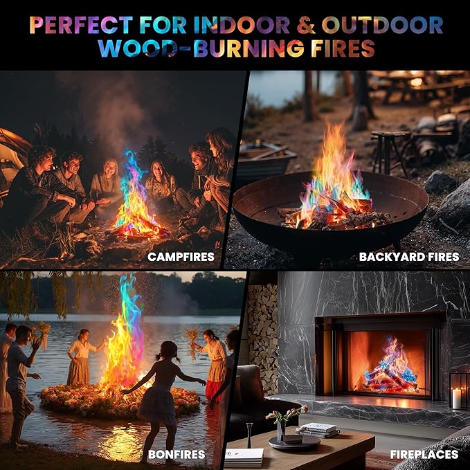 Magical Flames Fire Color Packets (10 Pack), Vibrant Multi-Color Fire for Fire Pits, Campfires, Bonfires & Fireplaces - Camping Essentials & Outdoor Party Accessories