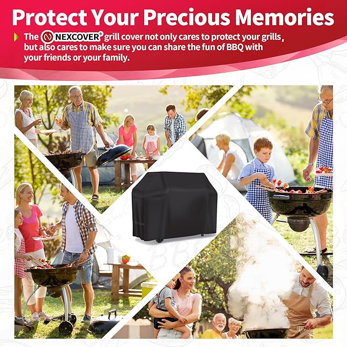 NEXCOVER 60 Inch Grill Cover - 600D Heavy Duty Waterproof and Weather Resistant BBQ Cover for Weber, Char Broil, Nexgrill - Fade Resistant, Black