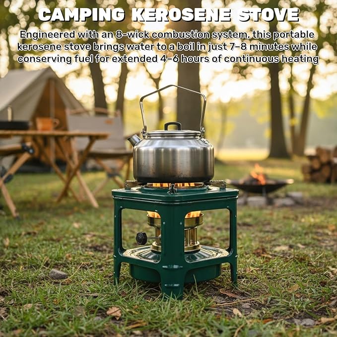 Picnic Burner Furnace, Kerosene Stove, 8-Wick Portable Camping Stove, Outdoor Diesell Cooking Stove, Compact Outdoor Cookware for Backpacking Hiking Adventure Camping