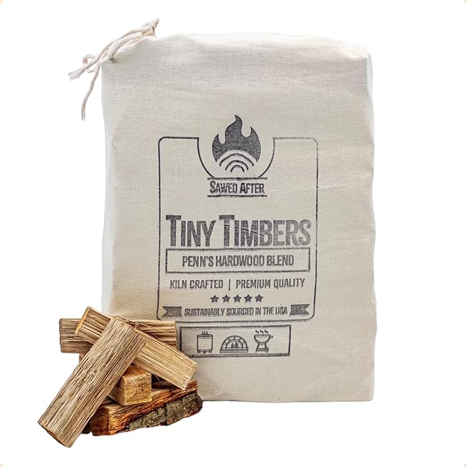The Tiny Timbers USDA Grade Kiln Dried Hardwood for Table Top Fire Pit and Pizza Oven | Compatible with Solo Stove Mesa & Mesa XL | 5" Splits | USA Sourced | 15 lb. | 1000+ cu. in. | Penn's Blend