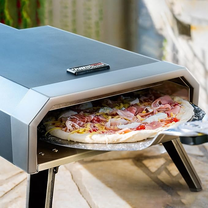Outdoor Pizza Oven with 13-Inch Pizza Stone, 13,000 BTU, Portable Propane Gas Pizza Maker with Collapsible Legs for Backyard, Outdoor, Handmade Pizza, Black, GP1301-SC