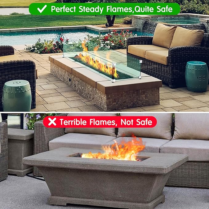 Skyflame Fire Pit Glass Wind Guard, 36" x 11.5" Tempered Glass Windscreen Fits for Linear Firepit Burner Pans, Clear/Thick Fire Table Glass Shields for Outdoor Propane and Gas Pits