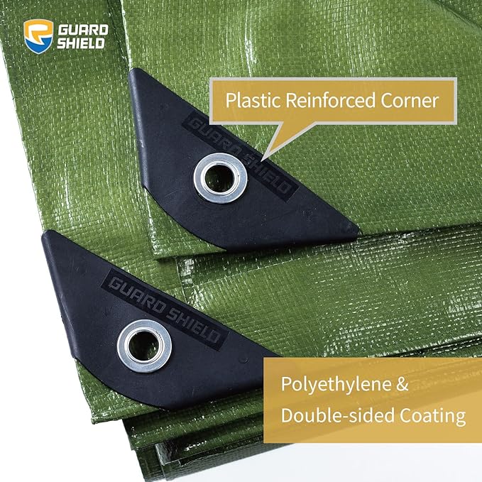 GUARD SHIELD Heavy Duty Tarp 20x30 Feet Green Multi Purpose Thick Waterproof Poly Tarp Cover 10mil