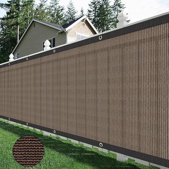 AYOHA 4' x 9' Privacy Fence Screen Fabric Mesh Shade Net Cover, Heavy Duty 160 GSM Privacy Barrier for Chain Link Fence, 90% Privacy Blockage, Excellent Airflow, Cable Zip Ties Included, Brown
