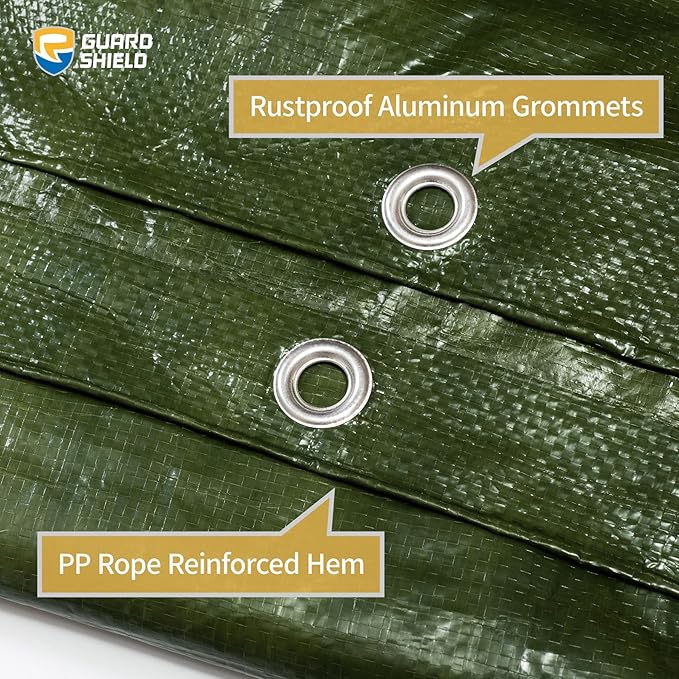 GUARD SHIELD Green Tarp Waterproof 10x10 Feet Medium Duty All Purpose Poly Tarps Cover 7mil (2-Pack)