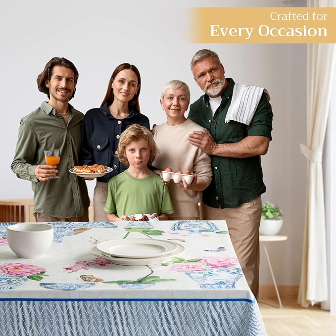 Maison d' Hermine Table Cloth Rectangle Table 100% Cotton 70 x 120 Inches Tablecloth Reusable Decorative Everyday Use for Dining Room, Farmhouse, Home, Party, Festive & Wedding Spring Summer - Canton