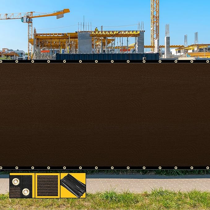 Customized 8' x 1' Brown Fence Privacy Screen,with Bindings & Grommets,Heavy Duty for Gardens,Backyard,Patio,Tennis Court,Pool,Construction Project, We Make Custom Sizes