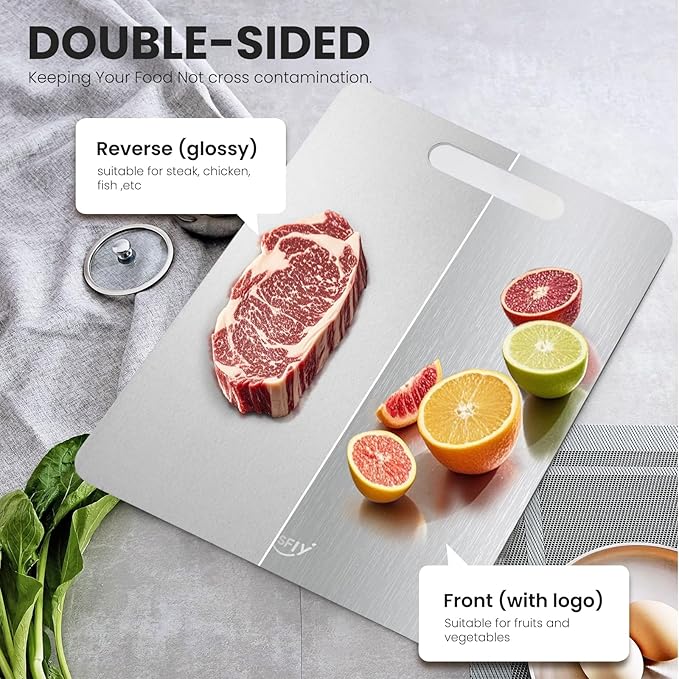 3 Pack Titanium Cutting Board - 100% Pure Titanium Cutting Boards For Kitche,Easy to clean, Double-sided food-grade Cutting Board For Meats, Fruits And Vegetables (M+L+XL）