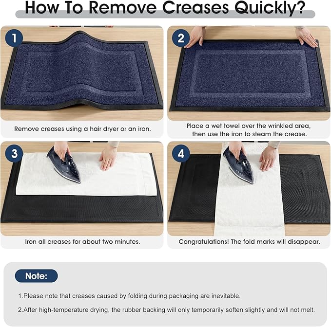 Extra Large Front Door Mat Outside Entrance Indoor Doormat, 71" x 24" Outdoor Mats for Patio Waterproof, Outdoor Door Mats for Outside Entry, Indoor Rugs for Entryway, Sturdy Natural Rubber, Blue