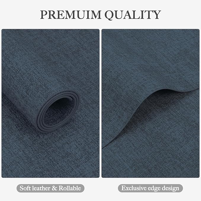 Faux Leather Heat Resistant Placemats Set of 8 – Waterproof Oilproof Wipeable Dining PU Vinyl Place Mat Easy Clean Table Mats for Kitchen/Dining/Party/Holiday, Navy