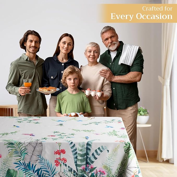 Maison d' Hermine Table Cloth Rectangle Table 100% Cotton 70 x 120 Inches Tablecloth Reusable Decorative for Dining Room, Farmhouse, Home, Party, Festive & Wedding Spring Summer - Tropiques