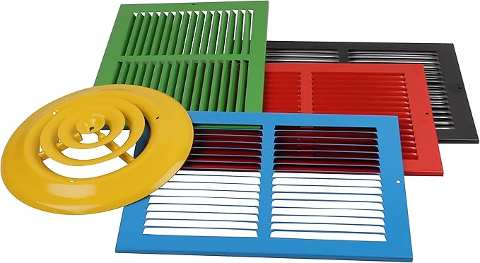 10" X 4" Adjustable AIR Supply Diffuser - HVAC Vent Cover Sidewall or Ceiling - Grille Register - High Airflow - Black [Outer Dimensions: 11.75" w X 5.75" h]
