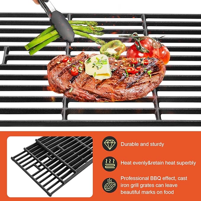 GGC 19 1/4" Grill Grates for Brinkman 810-8500-S 810-8501-S 810-8502-S, Cast Iron Grill Replacement Parts for Charmglow 720-0234, Jenn-Air 720-0337 720-0062 720-0062-lp, Nexgrill 720-0003
