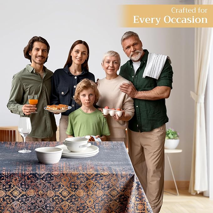 Maison d' Hermine Table Cloth Rectangle Table 100% Cotton 70 x 140 Inches Fall Tablecloth Reusable Everyday Use for Thanksgiving Christmas Decorations Dining Farmhouse Party (Imperfection)