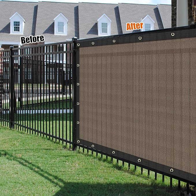 AYOHA 4' x 183' Privacy Fence Screen Fabric Mesh Shade Net Cover, Heavy Duty 160 GSM Privacy Barrier for Chain Link Fence, 90% Privacy Blockage, Excellent Airflow, Cable Zip Ties Included, Brown