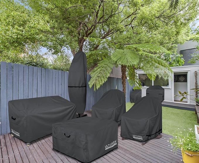 ULTCOVER Patio Fire Pit Table Cover Square 44 inch Outdoor Waterproof Fire Bowl Cover, Black