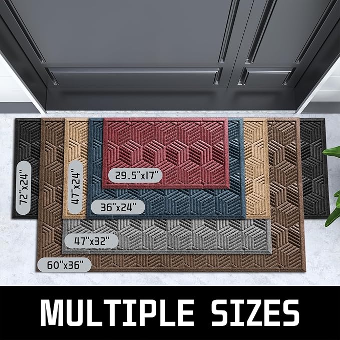 Yimobra Door Mats Outdoor 29.5x17, All-Season Waterproof Outdoor Mats for Front Door Entrance with Drainage Holes, Heavy Duty Non-Slip Doormat for Garage Patio Entryway Indoor, Beige