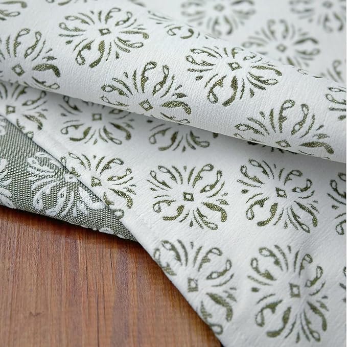 Jacquard Rectangle Tablecloth, Washable Green Table Cloth, Soft Thick Decorative Table Cover for Dining, Farmhouse, Wedding, Party - 60''x120'', White Green