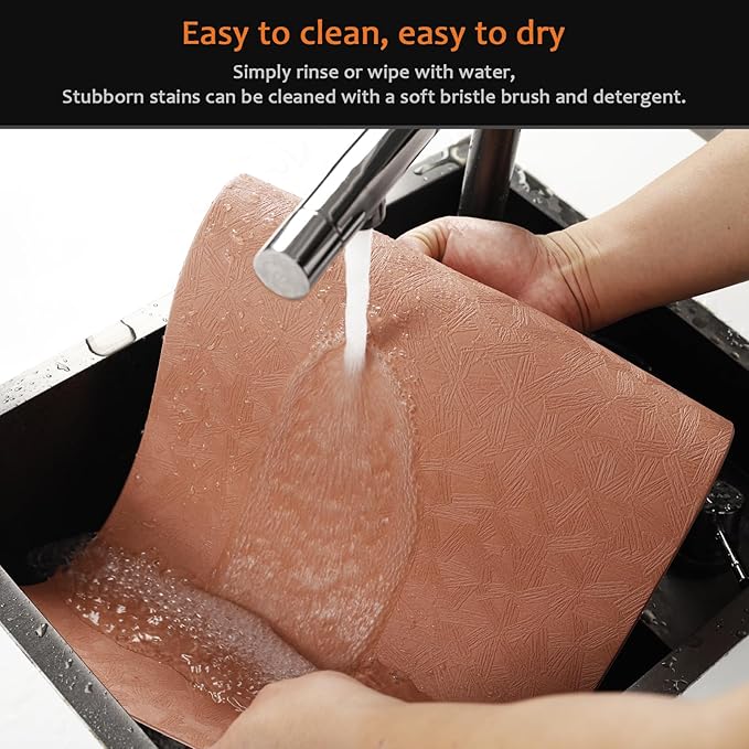 Vinyl Placemats Set of 8 Faux Leather 100% Waterproof Wipeable Washable Place Mats Heat Resistant Easy Clean Non-Slip Table Mats for Indoor Outdoor.(8, Coral)
