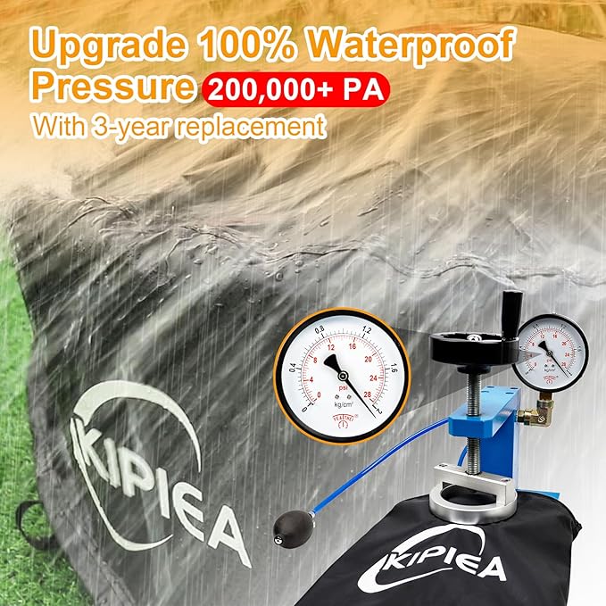 Kipiea Round Fire Pit Cover - 100% Waterproof Upgraded 600D Strong Tear Resistant Firepit Cover, UPF 50+ Outdoor Fire Pit Cover Fading Resistant, 50" Dia X 24" H