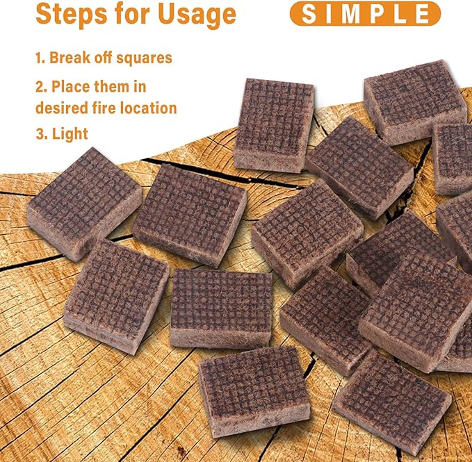 HGD Fire Starter, 160 Mini Square, Natural Fire Starters for BBQ, Campfire, Fireplace, Charcoal, Wood Stove, Chimney, Fire Pit, Grill, Smoker, Indoor Outdoor Use