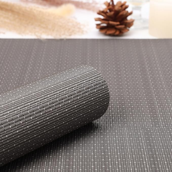 Myir JUN Table Runner, Vinyl Table Runner Indoor Arbitrarily Cropped Runner for Table Heatproof for Home Party (Dark Gray, 15 x 94 inch)
