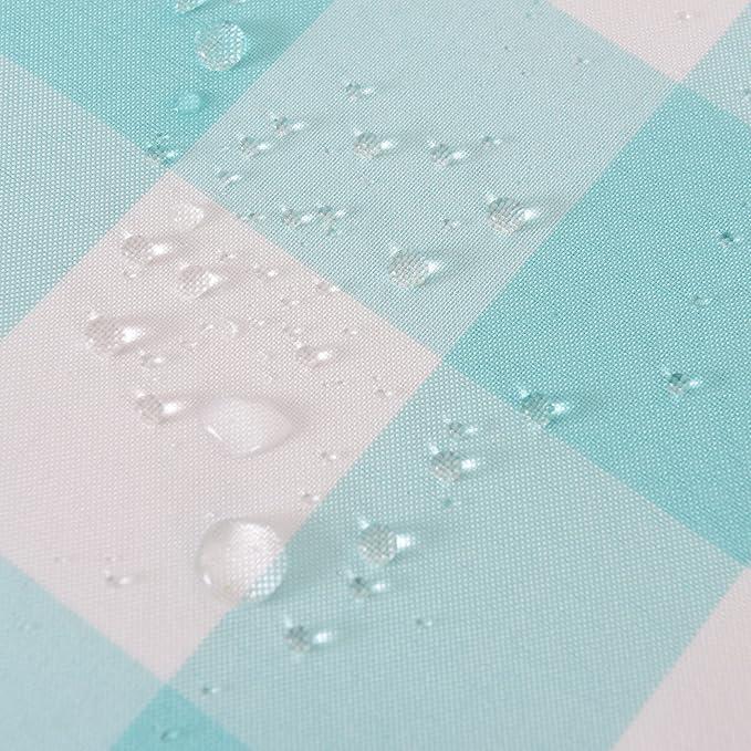 Cupuamon 2 Pack Waterproof Polyester Fabic Rectangle Checkered Tablecloth，60x120 Outdoor Table Cloth，Oil Stain Prevention Table Cloth for Pinics and Parties（Aqua and White）