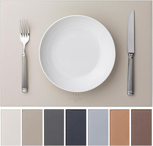 Faux Leather Placemats Set of 12 Vinyl Washable Wipeable Table Mats for Kitchen Dining Table Heat Resistant Waterproof Modern Indoor/Outdoor Placemats Non-Slip Easy Clean Place Mat Cream White