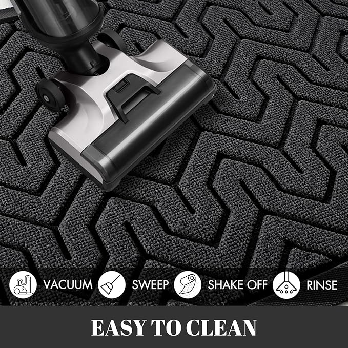 Yimobra Large Door Mat Outside Entrance 47x24, Waterproof Heavy Duty Outdoor Mats for Front Door, Non Slip Rubber Entry Mat for Garage Patio Indoor, Easy Clean, Black
