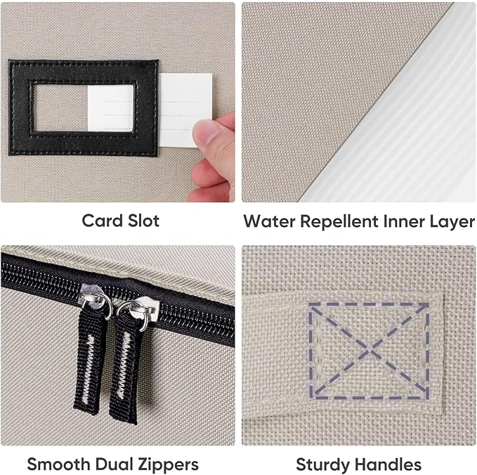 BALEINE China Storage Containers, Sturdy Quilted Wine Glass Storage, Plate Organizer with Carry Handles, Moving Boxes for Dishes, Cups, Mugs and Stemware (Plate Mug Combo, Hard Shell Cream)