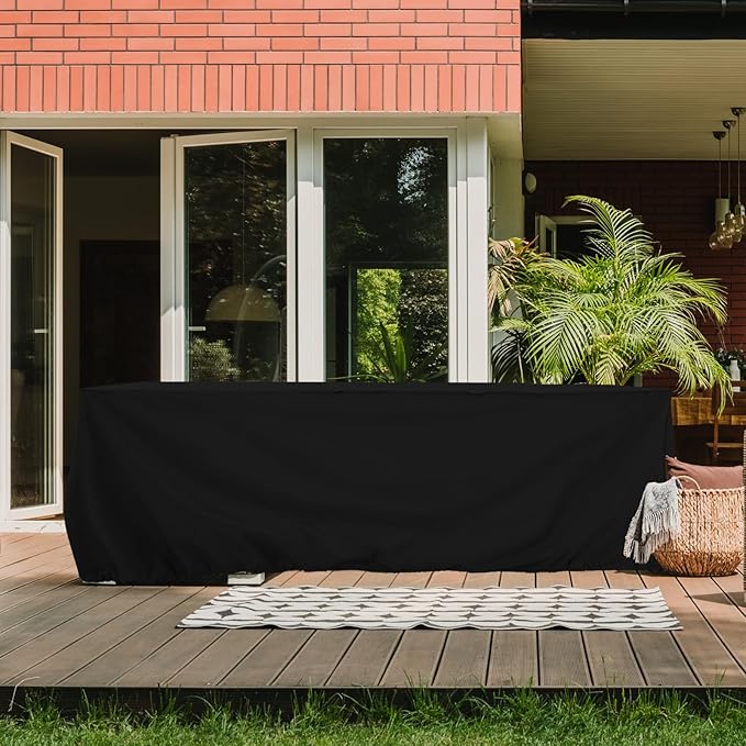 Tempera Patio Furniture Cover,Outdoor Table And Chair Covers Waterproof, Outdoor Dining Set Cover,Heavy Duty Rectangle Patio Furniture Covers,74''L x 47''W x 27.8''H,Black
