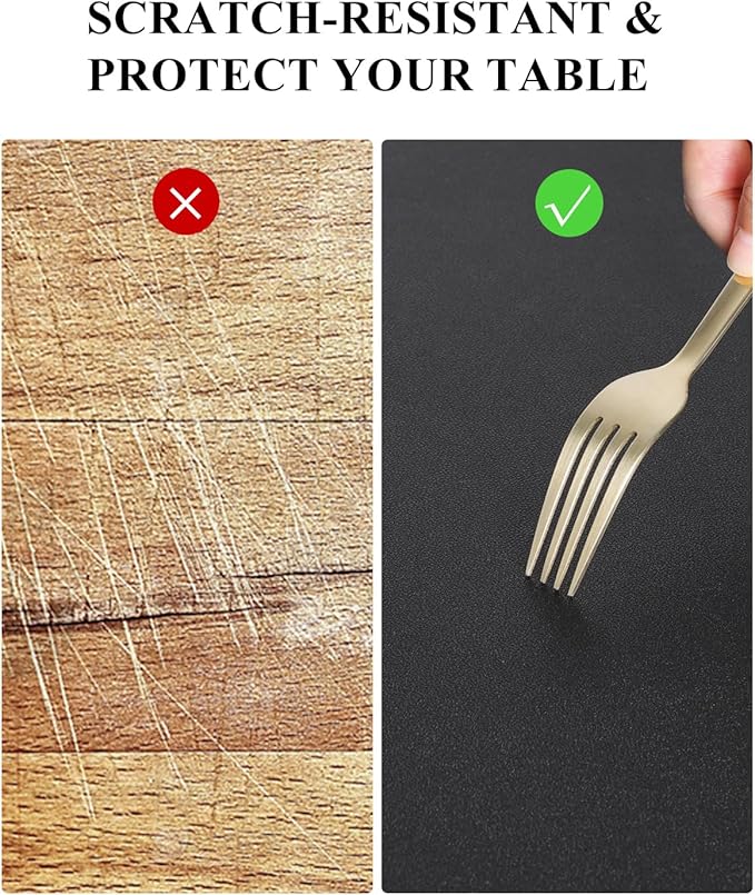 Black Plastic Table Cover Protector, 54" x 54" Waterproof Easy Flat PVC Desk Pad Mat, 1.5mm Thick Waterproof Vinyl Table Top Protector for Dining Room Table, Office, Dresser