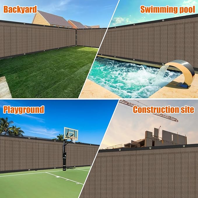 AYOHA 4' x 52' Privacy Fence Screen Fabric Mesh Shade Net Cover, Heavy Duty 160 GSM Privacy Barrier for Chain Link Fence, 90% Privacy Blockage, Excellent Airflow, Cable Zip Ties Included, Brown