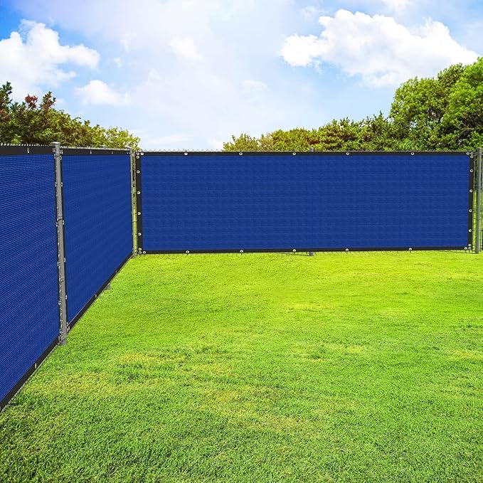 ECOOPTS 4'x223' Privacy Fence Screen Windscreen with Copper Grommets, Fit for Commercial Fence and Residential Garden Outdoor 90% UV Blockage, Cable Zip Ties Included (Blue)
