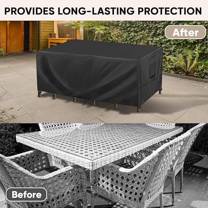 BALEINE Patio Furniture Covers, Outdoor Furniture Covers Waterproof, Heavy Duty Oxford Patio Table Cover for Outdoor Table, Chair, Sofa, Desk (Black 86"L×44"W×28"H)
