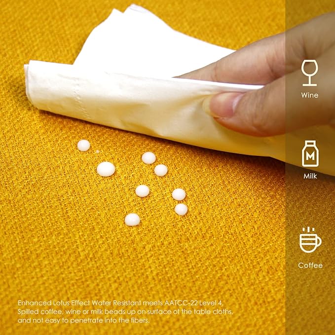 BALCONY & FALCON Rectangle Tablecloth Washable Wrinkle Resistant and Water Proof Table Cloth Decorative Linen Fabric Tablecloths for Dining Parties Kitchen Wedding and Outdoor Use (Golden, 47x63)