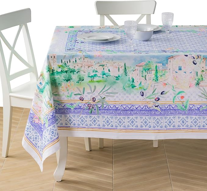 Maison d' Hermine Premium Table Cloth Square Table 100% Combed Cotton 70 x 70 Inches Tablecloth Reusable Decorative for Dining Room, Farmhouse, Home, Party, Festive & Wedding - Luberon