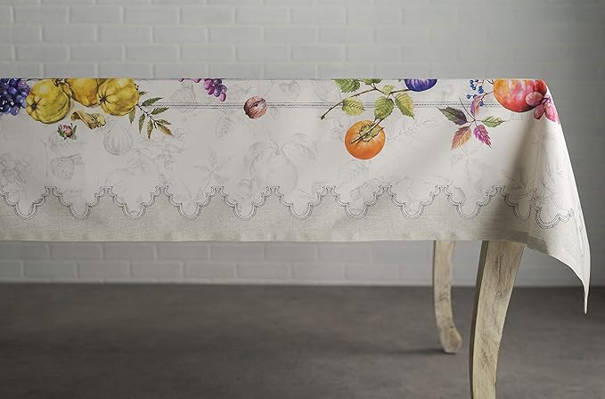 Maison d' Hermine Table Cloth Rectangle Table 100% Cotton 60 x 120 Inches Fall Tablecloth Reusable Everyday Use for Thanksgiving Christmas Decorations Dining Farmhouse Party (Fruit D'Hiver)